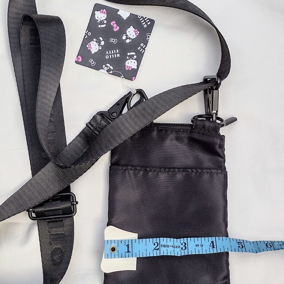 NWT Hello Kitty TINY Black Nylon with Pink Bow Crossbody Purse - Picture 3 of 7